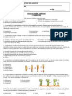 Avaliação de Ciências - I Bimestre - 8 Ano C - Prof Tamiris