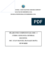 Sílabo Por Competencias: 2018 - I Curso: Geologia General Docente: Mgº. Juan Manuel Ipanaque Roña CIP #66303