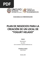 Plan de Negocios para La Creacin de Un Local de Yogurt Helado