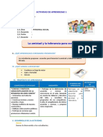 D1 A2 SESION La Amistad y La Tolerancia para Convivir Mejor