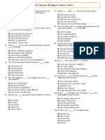 Mixed Tenses Multiple Choice Test 1 No Answer