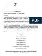 Carta Inscripcion de Horarios Ministerio Del Trabajo