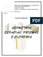 Geometria Espacial: Prismas E Cilindros: Plano de Trabalho 2