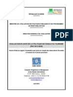 Evaluation Ex Ante de La Politique Nationale Du Tourisme (PNT 2013-2025)