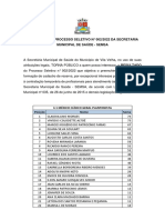 Resultado Do Processo Seletivo #002/2022 Da Secretaria Municipal de Saúde - Semsa