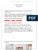 Grade 8 Chemistry Density Notes