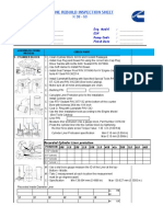 Engine Rebuild Inspection Sheet: Job No: Eng. Model: Customer: ESN: CPL: Pump Code: Start Date: Finish Date