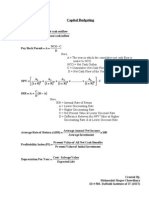 Formulas Capital Budgeting