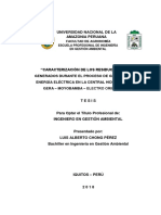 Caracterizacion de Los Residuos Solidos Generados Durante El Proceso de Generacion de Energia Electria en La Centtral Hidroelectrica Gera