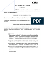 Resolucuón #1549 de 2023 - 01 de Marzo - Restitución Personería Jurídica Partido Nueva Fuerza Democrática