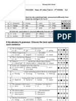 I.Phonetics:: WRITTEN TEST IN ENGLISH - Time: 45' (After Unit 11 - 2 Term) N 2