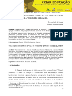 A Percepção Das Professoras Sobre O Cras No Desenvolvimento E Aprendizagem Dos Alunos