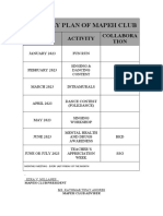 Monthly Plan of Mapeh Club