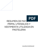 Materia Prima, Utensilios y Vestimenta en Pasteleria Valeria Rodriguez