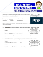 Practica de Oraciones Incompletas para Sexto de Primaria