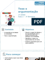 Tese e Argumentação: 2 Série Aula 2 - 3 Bimestre