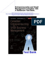 Canadian Entrepreneurship and Small Business Management Canadian 10th Edition Balderson Test Bank