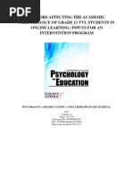 Factors Affecting The Academic Performance of Grade 11 TVL Students in Online Learning: Inputs For An Intervention Program