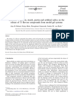 Influence of Gelatin, Starch, Pectin and Artificial Saliva On The Release of 11 Flavour Compounds From Model Gel Systems