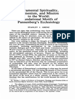 Sacramental Spirituality, Ecumenism, and Mission To The World - Foundational Motifs of Pannenberg's Ecclesiology