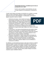 Qué Es La Productividad Personal y Consideras Que Tú Eres en Este Momento Productivo en Tu Vida