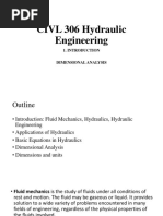 CIVL 306 Hydraulic Engineering - 1 Introduction