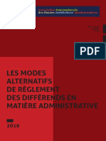 8e Recueil Les Modes Alternatifs de Reglement Des Litiges en Matiere Administrative FR 2016