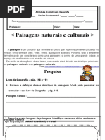 Atividade de Geografia - Paisagens