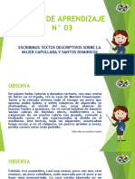 Sesión de Aprendizaje #03: Escribimos Textos Descriptivos Sobre La Mujer Capullana Y Santos Dominicos