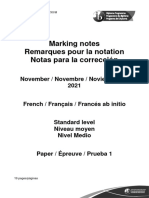 French Ab Initio Paper 1 SL Markscheme French