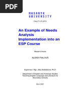 An Example of Needs Analysis Implementation Into An ESP Course