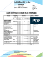 Cuadro de Actividades de Área de Policía Municipal 2023