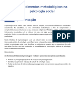 Procedimentos Metodológicos Na Psicologia Social