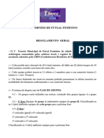 Regulamento Do I Torneio de Futsal Feminino - Gurjão PB