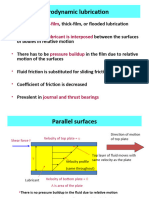 Hydrodynamic Lubrication: Fluid-Film Lubricant Is Interposed Pressure Buildup