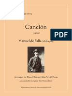 De Falla - Cancion - Fullscore Publishing - For Flute-Clarinet-AltoSax and Piano