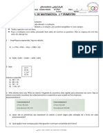 Prova Matemática 8º Ano 1