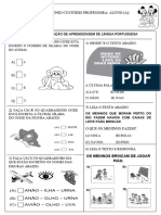 Avaliacao II Bimestre de Portugues 1º Ano Fundamental