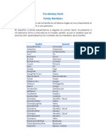 Vocabulary Bank Family Members 