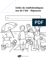 Livret D'activités de Mathématiques Sur Le Thème de L'été - Résponses