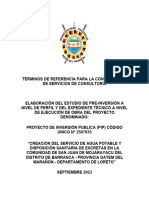 Tdrs para Contratación de Servicios de Consultoría Estudio de Pre Inversion y Exp. Tecnico