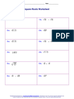 Square Roots Worksheet