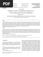 Cognitions Sociales Et Schizophrénie À Début Précoce Social Cognition and Early Onset Schizophrenia