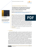 Work Motivation and Organizational Culture On Work Performance: Organizational Citizenship Behavior (OCB) As Mediating Variable