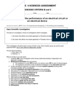 9A and 9D Instruction Paper Assessment Paper Experiemnt B - C Electricity