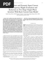 Steady-State and Dynamic Input Current LF Ripple Evaluation and Reduction in Two Stage Single Phase Inverter With Back Current Gain