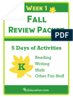 Fall Review Packet Kindergarten Week 1 1