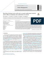 Recycling of Biomass and Coal Fly Ash As Cement Replacement Materialand Its Effect On Hydration and Carbonation of Concrete