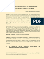 Eficiência Dos Beneficios Fiscais e Neutralidade Fiscal