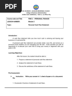 MODULE 2 - Personal Cash Flow Statement